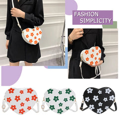 Heart-Shaped Crossbody Bag Flower Printed Purse Handbags