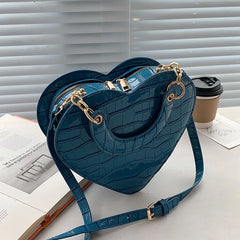 Women PU Leather Heart-shaped Crossbody Bag Small Shoulder Purse Handbags