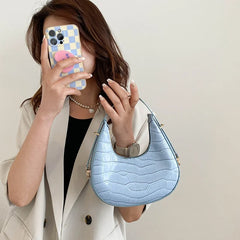 Vintage PU Leather Women Handbag Double Zipper Hobo Purse