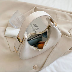 PU Leather Women Handbag Purses Double Zipper Crescent