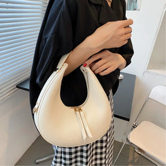 PU Leather Women Handbag Purses Double Zipper Crescent
