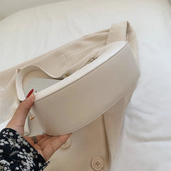 PU Leather Women Handbag Purses Double Zipper Crescent