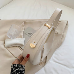 PU Leather Women Handbag Purses Double Zipper Crescent