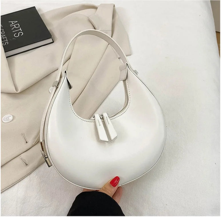 Vintage PU Leather Women Handbag Double Zipper Shoulder Bag