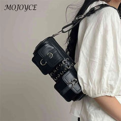 PU Leather Women Messenger Bag Bandage Underarm Bags Casual Adjustable