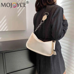 PU Leather Women Shoulder Bags Chain Underarm Bags Solid All-match Soft Casual