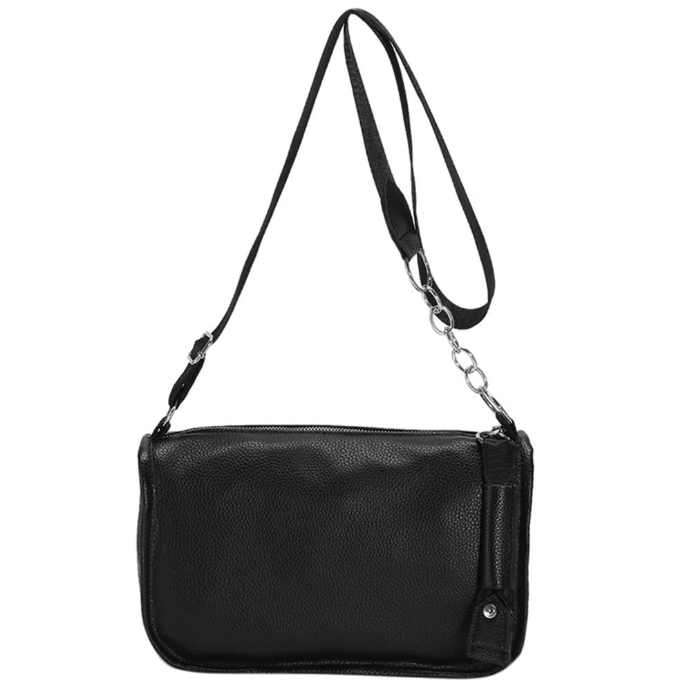 PU Leather Women Shoulder Bags Chain Underarm Bags Solid Casual Girls Travel