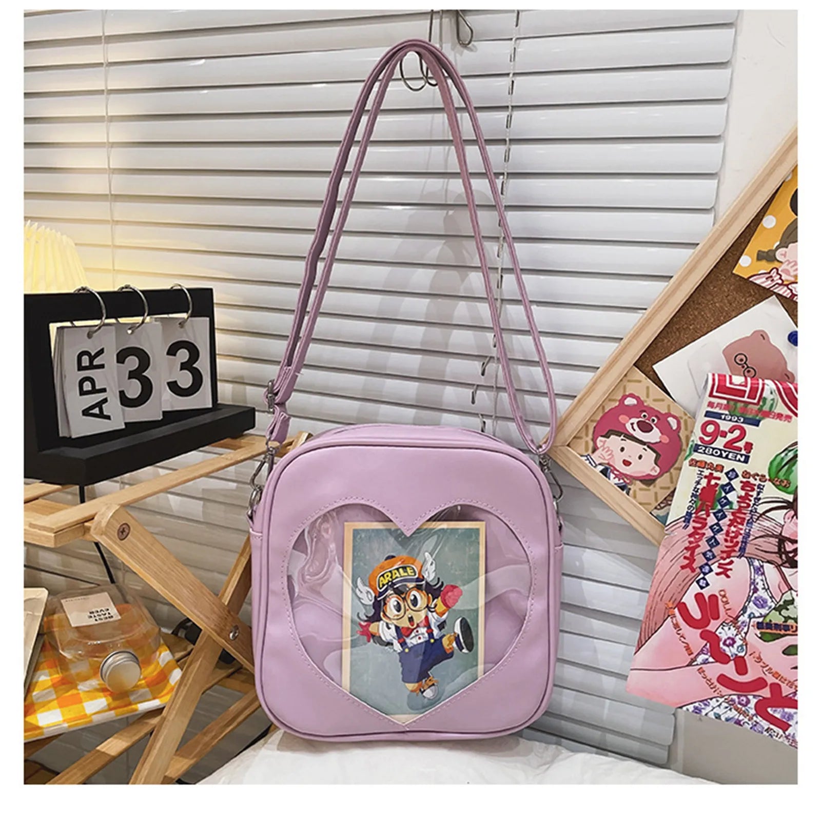 Heart Shaped PU Leather Shoulder Bag for Women