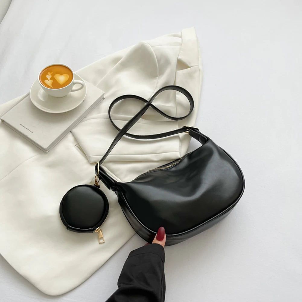 PU Leather Shoulder Bags for Women with Mini Purse