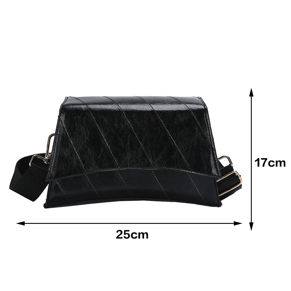 PU Leather Embroidered Thread Women Shoulder Bag Crossbody Messenger Handbag