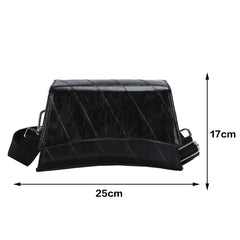 PU Leather Embroidered Thread Women Shoulder Bag Crossbody Messenger Handbag