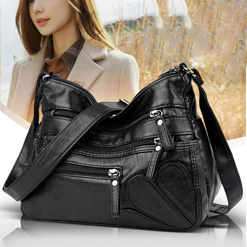 PU Leather Women Shoulder Messenger Bags Solid Casual Pocket Female Handbags