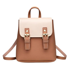 PU Leather Women Small Backpack Splicing Hit Shoulder Bags