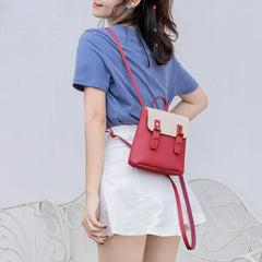 PU Leather Women Small Backpack Splicing Hit Shoulder Bags
