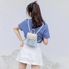 PU Leather Women Small Backpack Splicing Hit Shoulder Bags