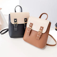 PU Leather Women Small Backpack Splicing Hit Shoulder Bags