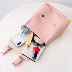 PU Leather Women Small Backpack Splicing Hit Shoulder Bags