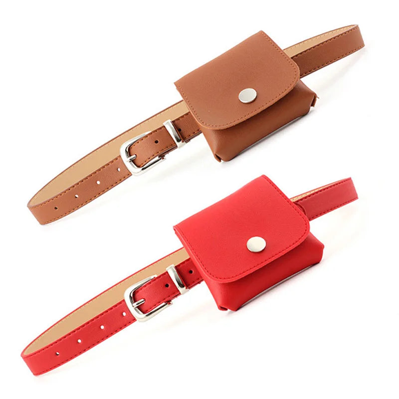 Small PU Leather Women Travel Waist Bag Phone Shoulder Mini Belt Pack
