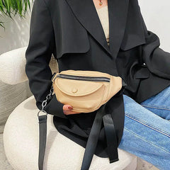PU Leather Women Waist Pack Hip Fanny Pack Chest Bag Solid Female Belt Purse