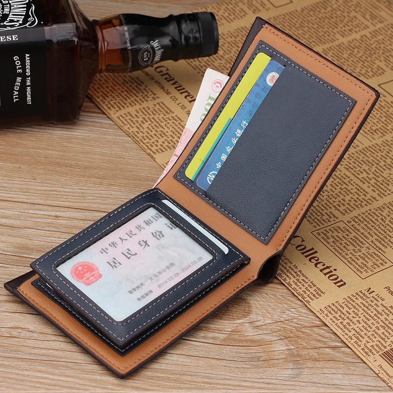 PU Men's Wallet Retro Leather Short Multi-Card Wallet
