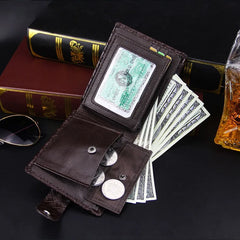 PU Men's Wallet Retro Leather Short Wallet Multi-Card Wallet Zipper Purse