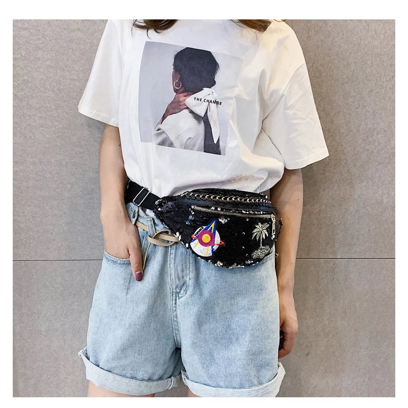 Fashionable Glitter Waist Bag Chest Hip Purse Satchel Gift Pouch