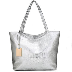 Crocodile Print PU Shoulder Bag Women Large Capacity Handbag Bucket Shopper Bag