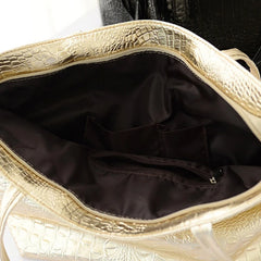 Crocodile Print PU Shoulder Bag Women Large Capacity Handbag Bucket Shopper Bag