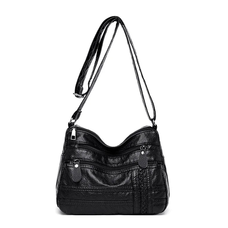 PU Soft Leather Women's Bag Multi-compartment Shoulder Messenger Bag