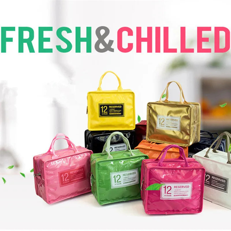 PU Thermo Lunch Bags Cooler Insulated Bags For Women Men Kids