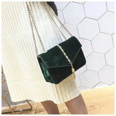 PU Velvet Mini Crossbody Bag Spring Fire Tassels Magnetic Snap Women's Bag