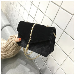 PU Velvet Mini Crossbody Bag Spring Fire Tassels Magnetic Snap Women's Bag