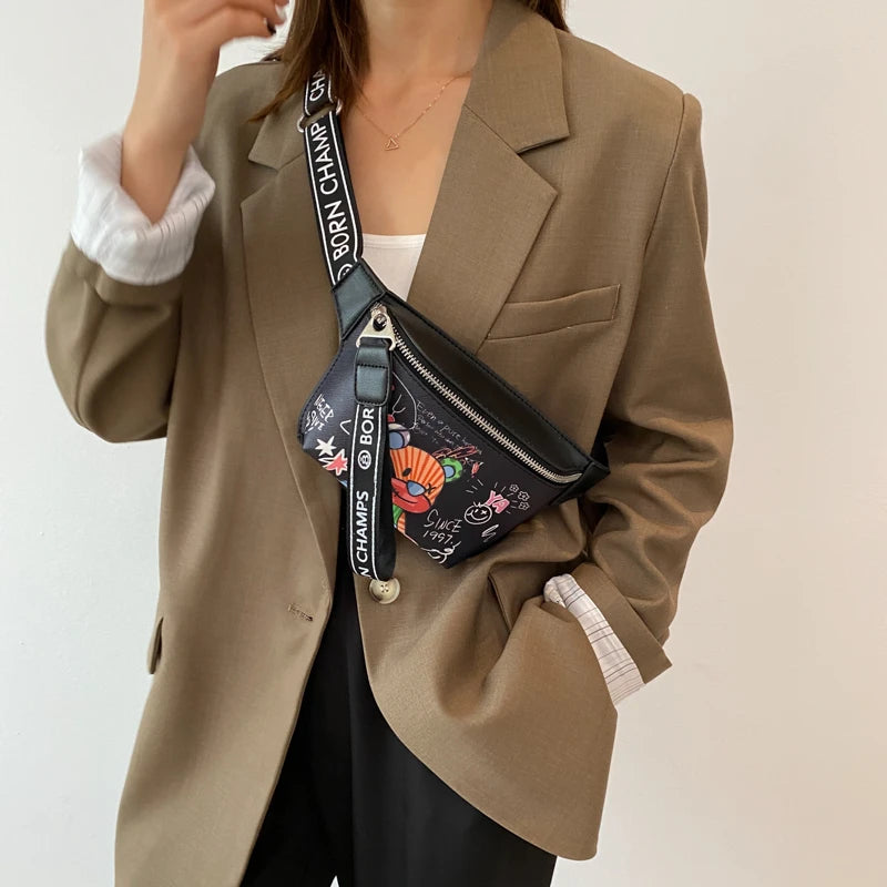 Waterproof Waist Bag Geometric Banana Belt Bag