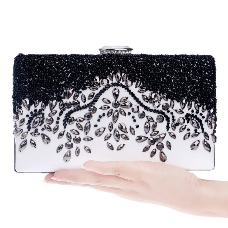 PU Women Diamonds Evening Clutches Embroidery Handbags