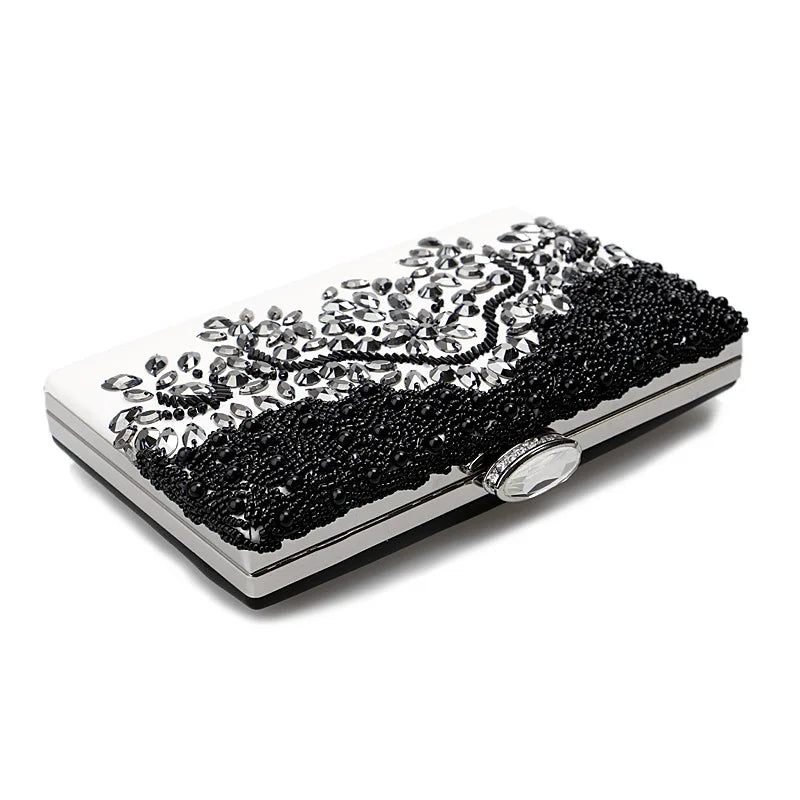 PU Women Diamonds Evening Clutches Embroidery Handbags
