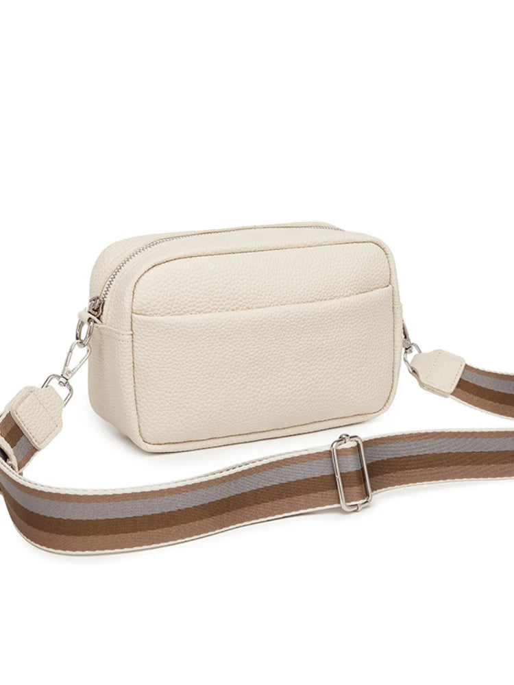 PU Leather Handbag with Wide Shoulder Strap