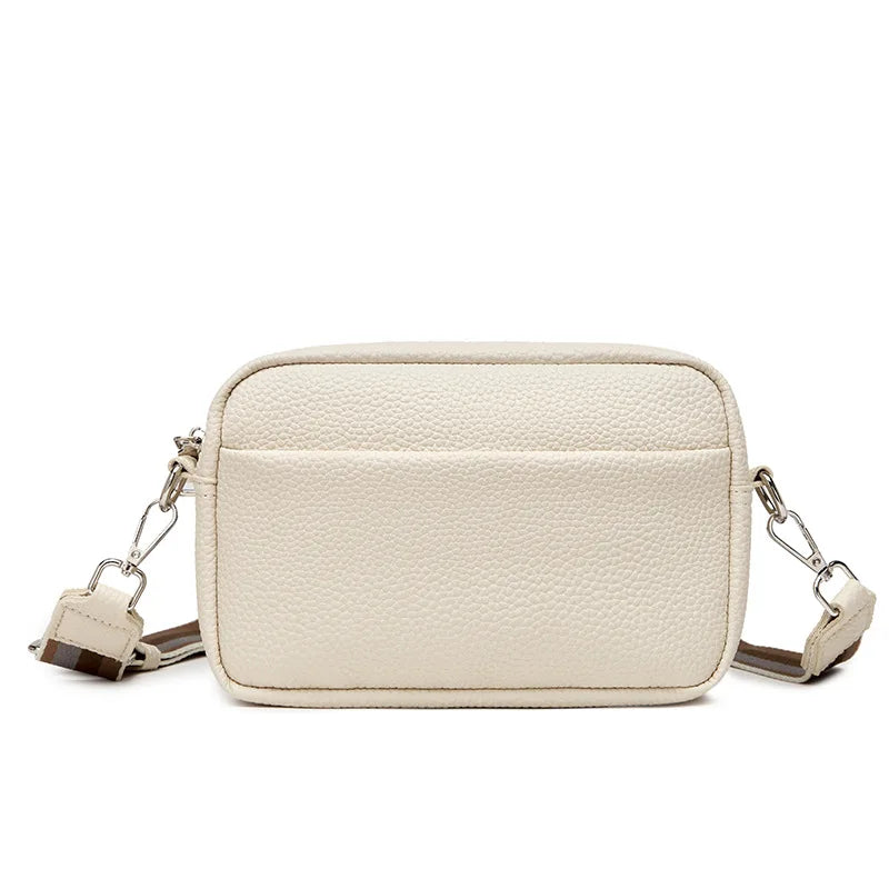 PU Leather Handbag with Wide Shoulder Strap
