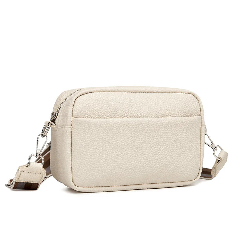 PU Leather Handbag with Wide Shoulder Strap