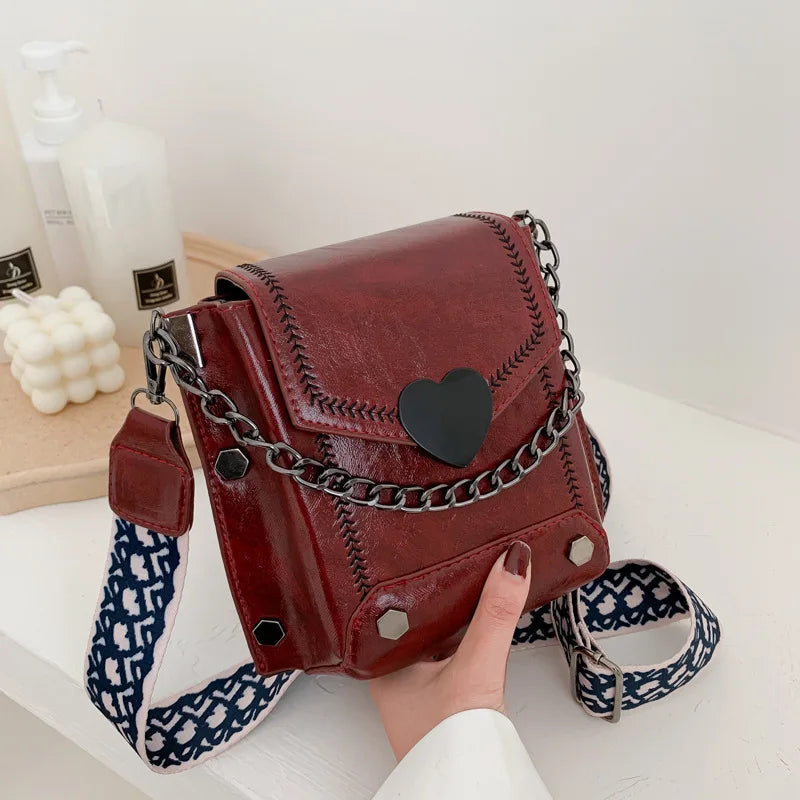 PU leather Women Bag Messenger Bag Wide Strap Shoulder Bag