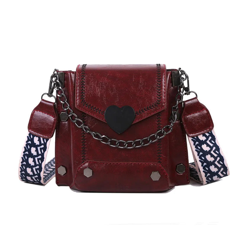 PU leather Women Bag Messenger Bag Wide Strap Shoulder Bag
