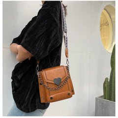 PU leather Women Bag Messenger Bag Wide Strap Shoulder Bag