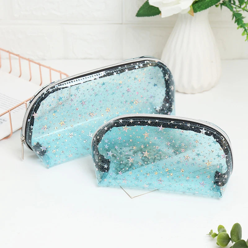 Clear PVC Makeup Cosmetic Bag Star Women Makeup Organizer Bag Travel