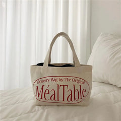 Mini Women Handbag Canvas Red Letter Decoration Shopping Bag Small Tote Bag