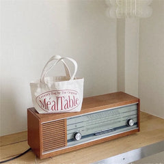 Mini Women Handbag Canvas Red Letter Decoration Shopping Bag Small Tote Bag