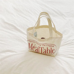 Mini Women Handbag Canvas Red Letter Decoration Shopping Bag Small Tote Bag
