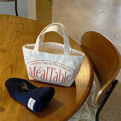 Mini Women Handbag Canvas Red Letter Decoration Shopping Bag Small Tote Bag