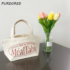 Mini Women Handbag Canvas Red Letter Decoration Shopping Bag Small Tote Bag