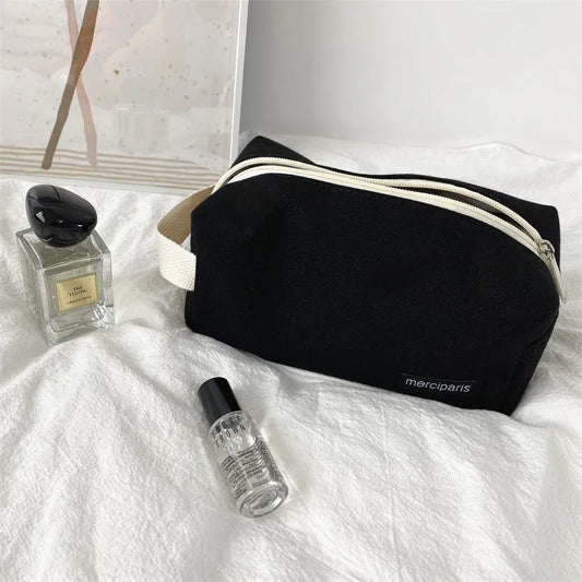 Women Cosmetic Bag Travel Canvas Makeup Bag Pouch Large Makeup Organizer