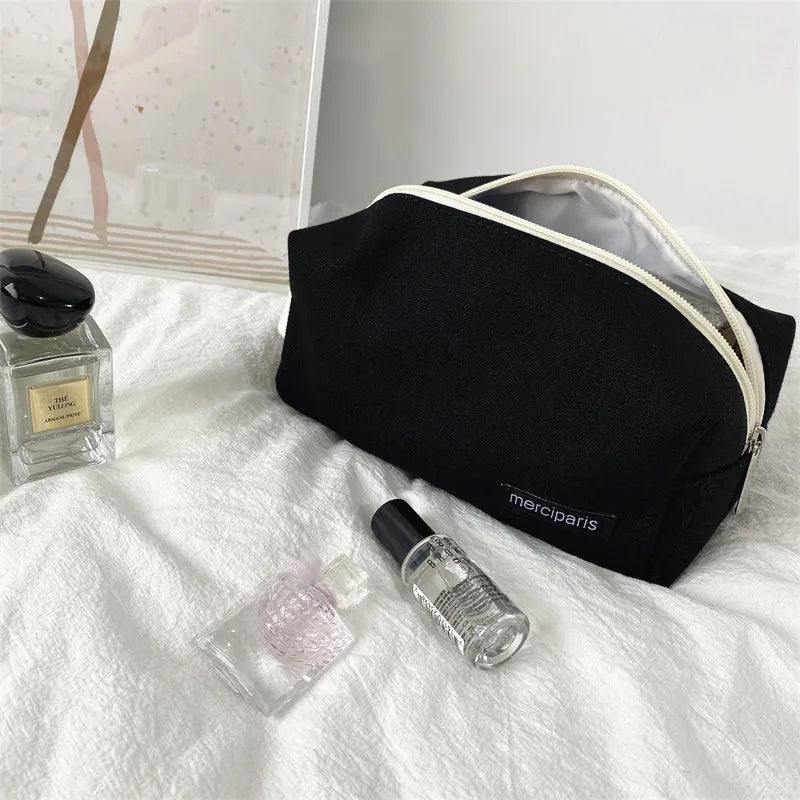 Women Cosmetic Bag Travel Canvas Makeup Bag Pouch Large Makeup Organizer