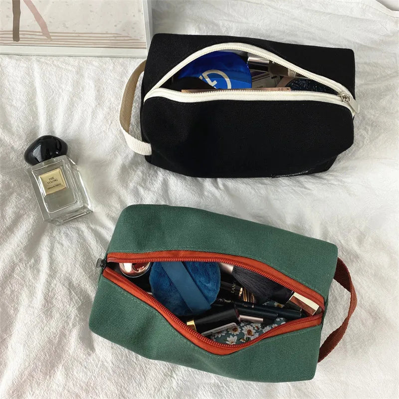Women Cosmetic Bag Travel Canvas Makeup Bag Pouch Large Makeup Organizer